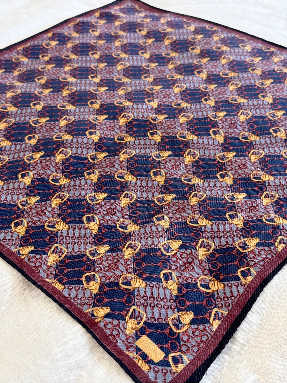 Vintage Celine Equestrian Horsebit Cotton Bandana Scarf Made in Japan